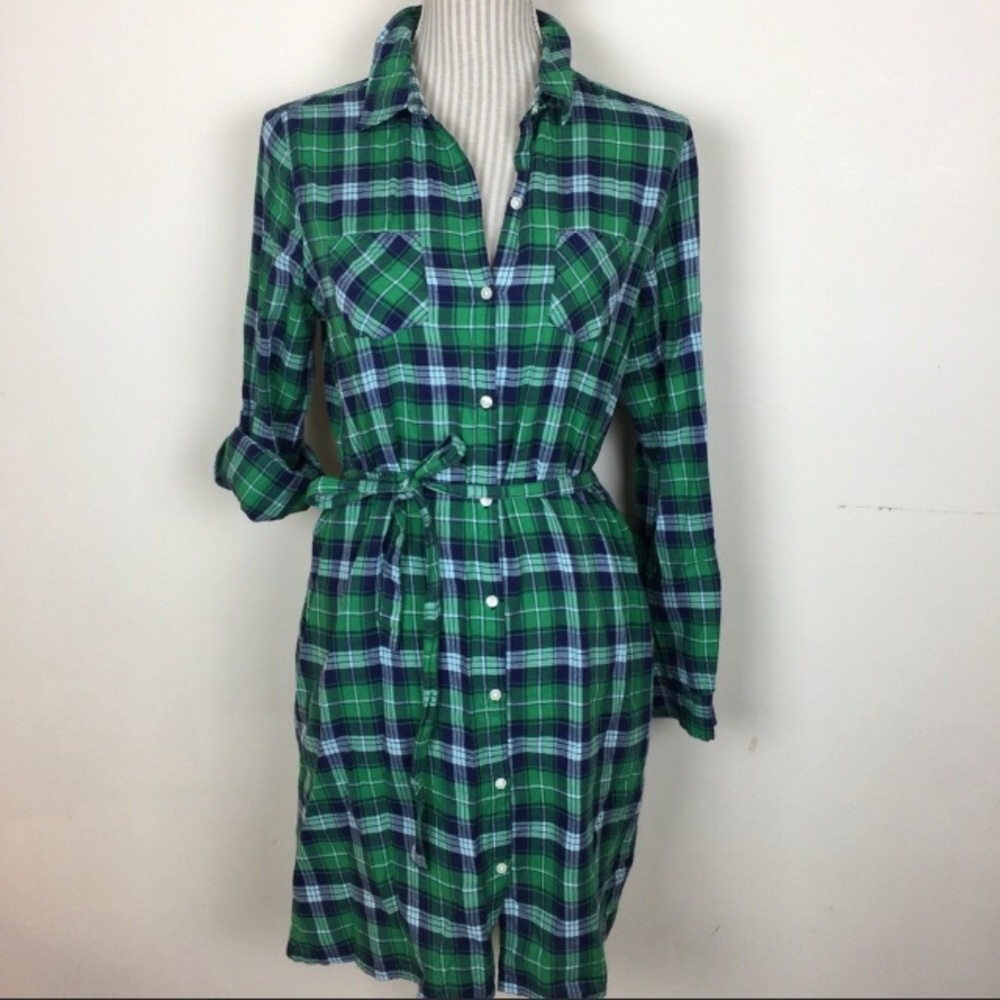 Lightweight flannel shirt dress